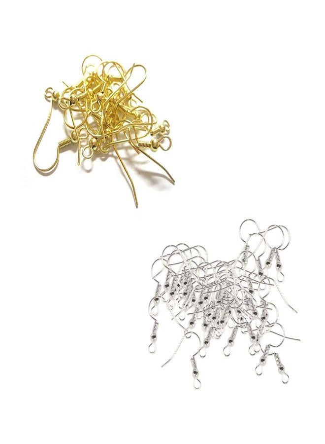 Excellentcrafts Metal Earring Hooks (Fish Hooks) for Jewellery Making Pack of 100 Pcs (Gold Silver) - Image 1
